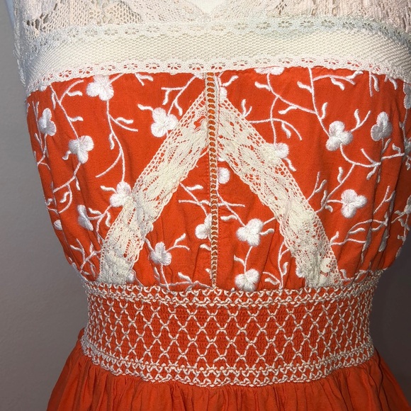 Anthropologie Orange Crochet Dress Size 4 - Picture 5 of 8